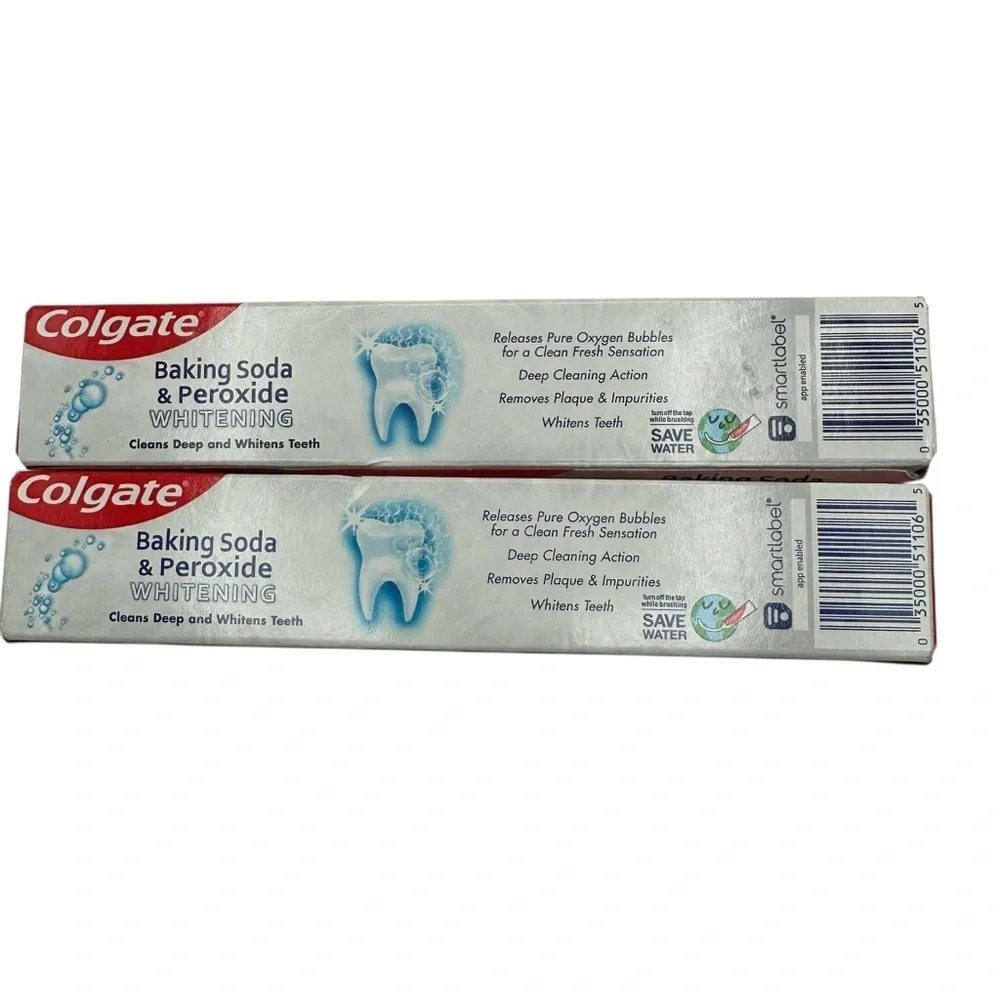 Colgate Toothpaste with Baking Soda & Peroxide, Brisk Mint for Whitening, 2 pack